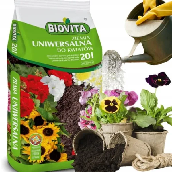 New BIOVITA UNIVERSAL BLOMSTERJORD 20 LITER MED GØDNING Jord & Sand