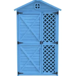 Skure, Garager & Carports^Blå Udendørs Træ Haveskur, Haveredskabsrum, Terrasse, Falmebestandig, Vejrbestandig, Vedligeholdelsesfri