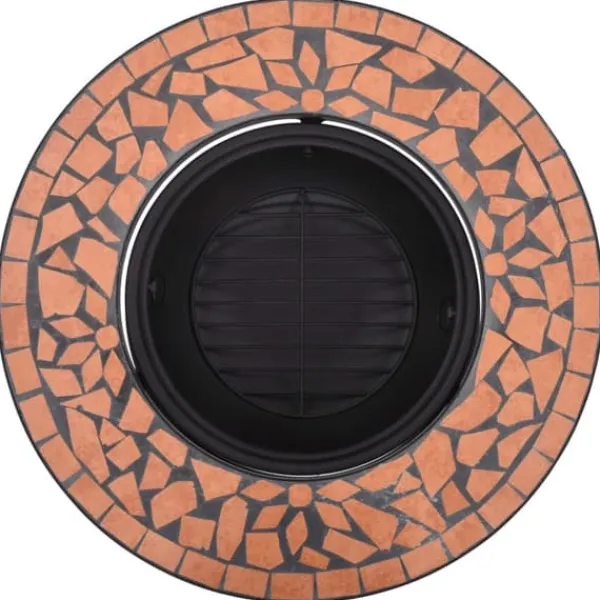 Pejse^Bålfad i mosaik 68 cm - Dekorativt bålsted til have | Farve: Terracotta