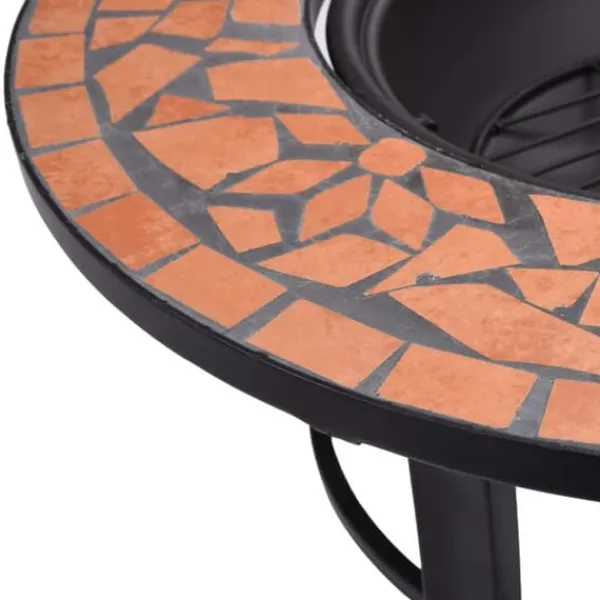 Pejse^Bålfad i mosaik 68 cm - Dekorativt bålsted til have | Farve: Terracotta