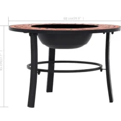 Pejse^Bålfad i mosaik 68 cm - Dekorativt bålsted til have | Farve: Terracotta