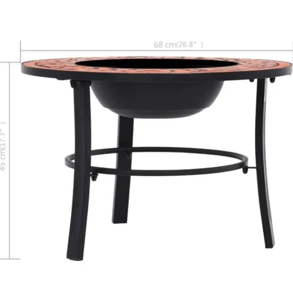Pejse^Bålfad i mosaik 68 cm - Dekorativt bålsted til have | Farve: Terracotta