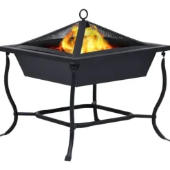 Sale Bålfad i stål - Dekorativt udendørs bål- og grillområde | Størrelse: 42x42x45 cm | Farve: Sort Pejse