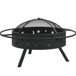 New Bålfad i stål med ildrager - 70 cm XXL | Farve: Stål Pejse