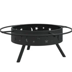 New Bålfad i stål med ildrager - 70 cm XXL | Farve: Stål Pejse
