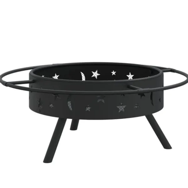 New Bålfad i stål med ildrager - 70 cm XXL | Farve: Stål Pejse