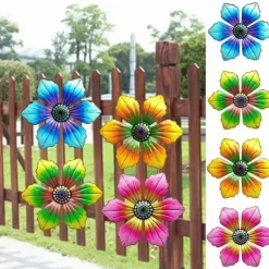 Outlet Blomster Metal Vægdekor Have Ornament 15x15x0,8cm - RØD Havedekorationer