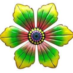 Online Blomster Metal Vægdekor Have Ornament 15x15x0,8cm - Grøn Havedekorationer