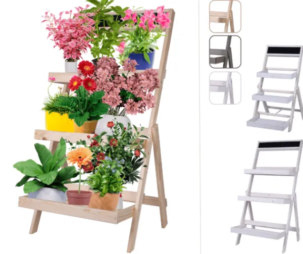 New Blomsteretage /100x52x52 cm/ Naturligt træ Havedekorationer