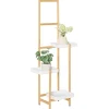 Plantestativer^Blomsterhylde i træ - Planteholder STR13-WN - Flere niveauer - Til 3 potter - 31×130×27 cm - Samling kræves - Hvid