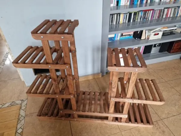 Plantestativer^Blomsterkrukke af træ til hjemmet RKB /95x116x25/ Brun