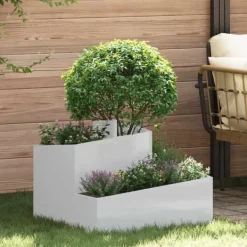 Hot Blomsterkrukke i sølv galvaniseret stål - Moderne design | Størrelse: 60x60x50 cm Krukker & Plantebeholdere