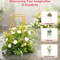 Hot Blomster-/Plantestativer - Bord/selvstående display - 4-pak - 10 kg pr. stativ - Stål & plast - DIY placering til bryllup/dekoration Havedekorationer