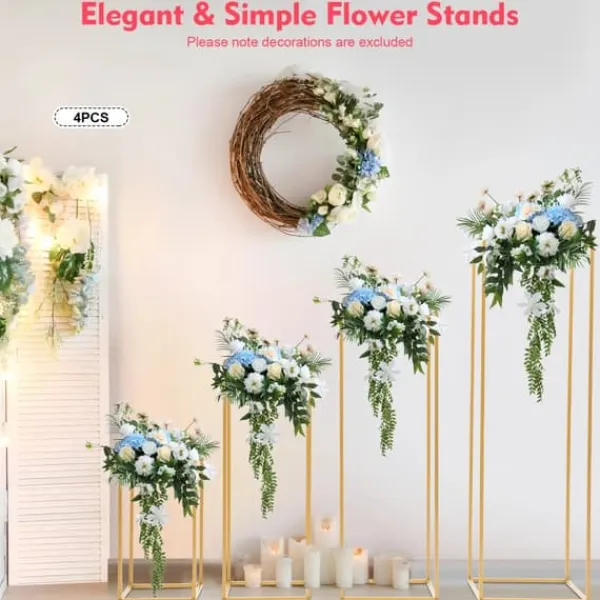 Hot Blomster-/Plantestativer - Bord/selvstående display - 4-pak - 10 kg pr. stativ - Stål & plast - DIY placering til bryllup/dekoration Havedekorationer