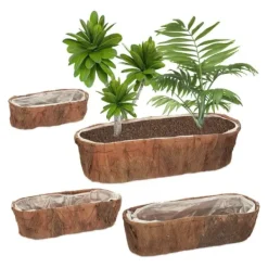 Krukker & Plantebeholdere^Blomsterpotte sæt, 8.5x29x12 cm, Natur