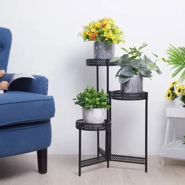 Plantestativer^Blomsterstander - Hjørnehylde til Krukker - 3 Niveauer - Metal - Montering - Inde/Ude - Orange