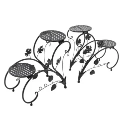 Plantestativer^Blomsterstander - Plantehylde - Metal - 2 stk - Vintage Stil - Til Altan, Have & Stue - Sort