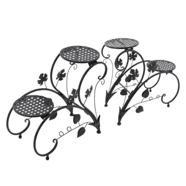 Plantestativer^Blomsterstander - Plantehylde - Metal - 2 stk - Vintage Stil - Til Altan, Have & Stue - Sort