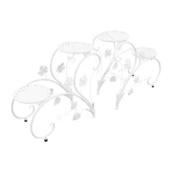 New Blomsterstander - Planteopsats 2-pak - Metal - Til Inde/Ude - Altan, Have, Stue - Hvid Plantestativer