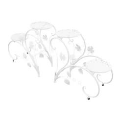 New Blomsterstander - Planteopsats 2-pak - Metal - Til Inde/Ude - Altan, Have, Stue - Hvid Plantestativer