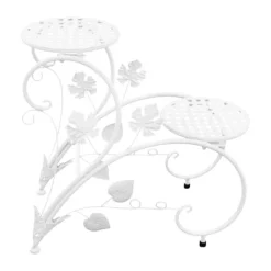 New Blomsterstander - Planteopsats 2-pak - Metal - Til Inde/Ude - Altan, Have, Stue - Hvid Plantestativer