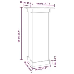 Plantestativer^Blomsterstander i massivt fyrretræ - Trendy blomsterstativer | Størrelse: 40x40x90 cm | Farve: Hvid