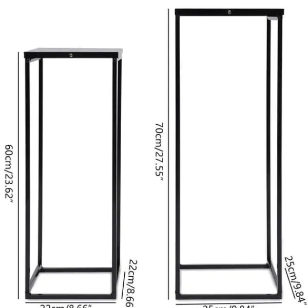 Online Blomsterstander 2-pak - Firkantet krukkestativ/display - Metal - Inde/ude - Fritstående - Til stue, terrasse, have, bryllup - Sort Plantestativer