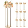 Plantestativer^Blomsterstander Sæt - Søjle/Piedestal - Sæt Af 10 - Højde 80 cm - Metal - Cylindrisk & Kubisk - Til Bryllup & Fest - Guld