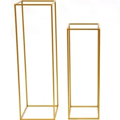 Blomster^Blomsterstander til bryllup 2-pak - Rektangulær stander - 80 cm & 100 cm - Metal - Fritstående - Moderne design - Guld