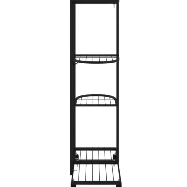 Discount Blomsterstativ 4 niveauer med hjul 44x23x80 cm jern sort - Blomsterstativ - Blomsterstativer - Home & Living Plantestativer