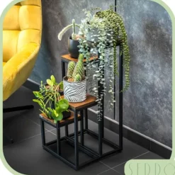 Online Blomsterstativ, hylde til blomster, planter, potter, fritstående, 4 hylder, loft Plantestativer
