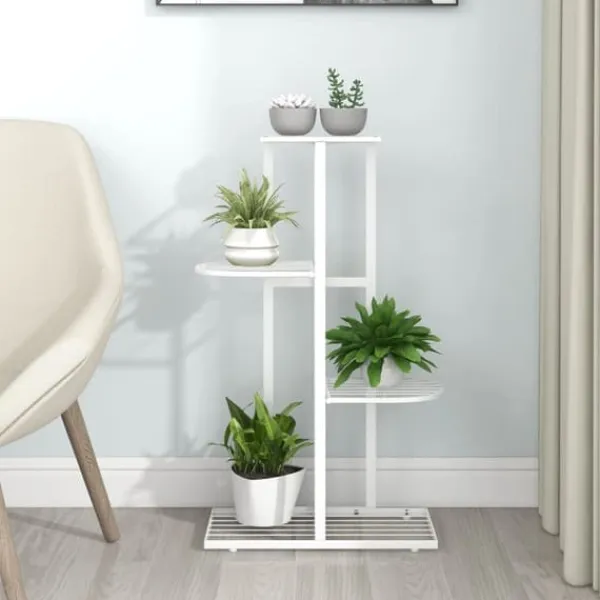 Clearance Blomsterstativ i 4 niveauer 43x22x76 cm metal hvid - Plantestativ - Plantestativer - Home & Living Plantestativer