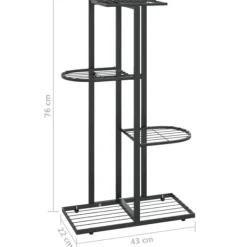 Plantestativer^Blomsterstativ i 4 niveauer 43x22x76 cm metal sort - Plantestativ - Plantestativer - Home & Living