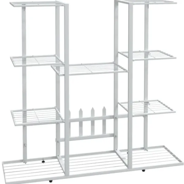 New Blomsterstativ i jern - Plantestativ | Farve: Hvid | Størrelse: 94,5x25x89 cm Plantestativer