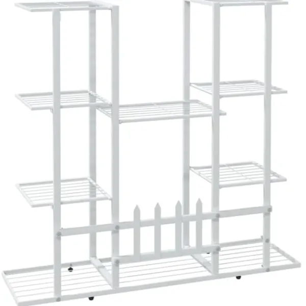 New Blomsterstativ i jern - Plantestativ | Farve: Hvid | Størrelse: 94,5x25x89 cm Plantestativer