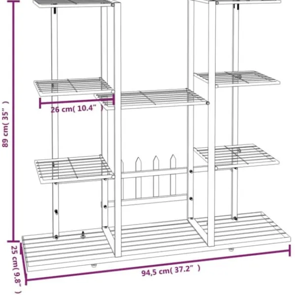 New Blomsterstativ i jern - Plantestativ | Farve: Hvid | Størrelse: 94,5x25x89 cm Plantestativer