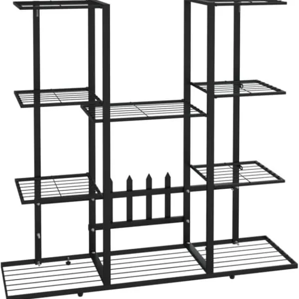Plantestativer^Blomsterstativ i jern - Robust plantehylde | Farve: Sort | Størrelse: 94,5x25x89 cm