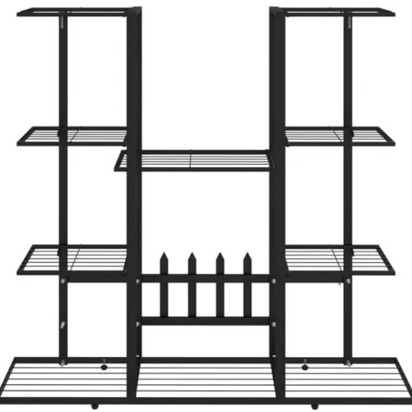 Plantestativer^Blomsterstativ i jern - Robust plantehylde | Farve: Sort | Størrelse: 94,5x25x89 cm