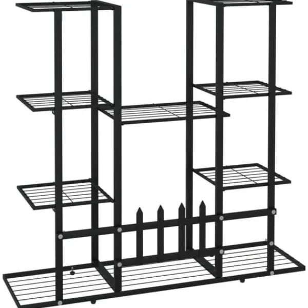 Plantestativer^Blomsterstativ i jern - Robust plantehylde | Farve: Sort | Størrelse: 94,5x25x89 cm