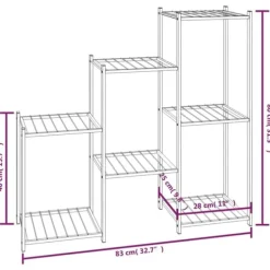 Best Blomsterstativ i jern - Robust plantehylde til hjørne | Størrelse: 83x25x80 cm | Farve: Sort Plantestativer