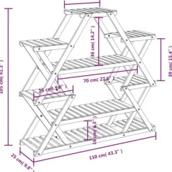 Clearance Blomsterstativ i massivt fyrretræ - Plantestativ til indendørs & udendørs brug | Størrelse: 110x25x105 cm Plantestativer