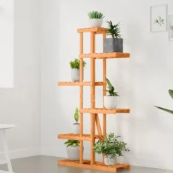 Online Blomsterstativ i massivt fyrretræ - Plantestativ med plads til planter | Størrelse: 75x25x140,5 cm Plantestativer