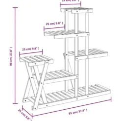 Blomsterstativ i massivt fyrretræ - Planterol | Størrelse: 95x25x96 cm Plantestativer