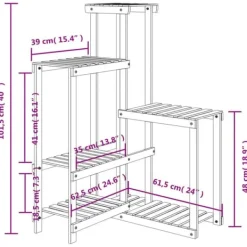 Plantestativer^Blomsterstativ i massivt fyrretræ - Plantestativ | Størrelse: 62,5x61,5x101,5 cm
