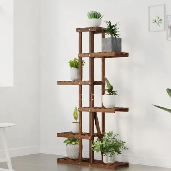 Online Blomsterstativ i massivt fyrretræ - Plantestativ | Størrelse: 175x25x140,5 cm Plantestativer