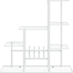 Sale Blomsterstativ i metal - Robust plantestativ til indendørs brug | Størrelse: 94,5x25x88 cm | Farve: Hvid Plantestativer