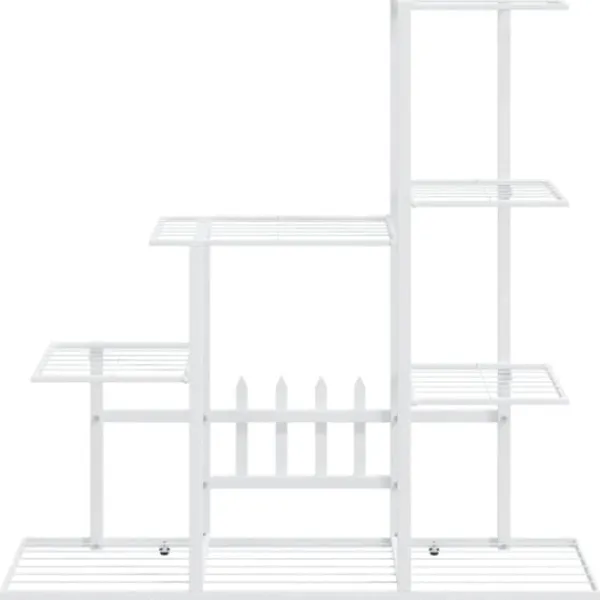 Sale Blomsterstativ i metal - Robust plantestativ til indendørs brug | Størrelse: 94,5x25x88 cm | Farve: Hvid Plantestativer