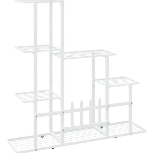 Sale Blomsterstativ i metal - Robust plantestativ til indendørs brug | Størrelse: 94,5x25x88 cm | Farve: Hvid Plantestativer
