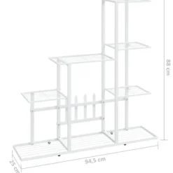 Sale Blomsterstativ i metal - Robust plantestativ til indendørs brug | Størrelse: 94,5x25x88 cm | Farve: Hvid Plantestativer