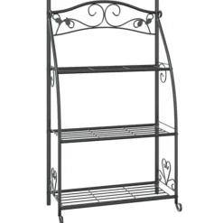 Discount Blomsterstativ i stål – 3-hylder | Farve: Sort | Størrelse: 56x30x96 cm Plantestativer